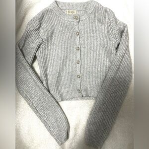 Jessica Simpson Gray Ribbed Cardigan Sweater